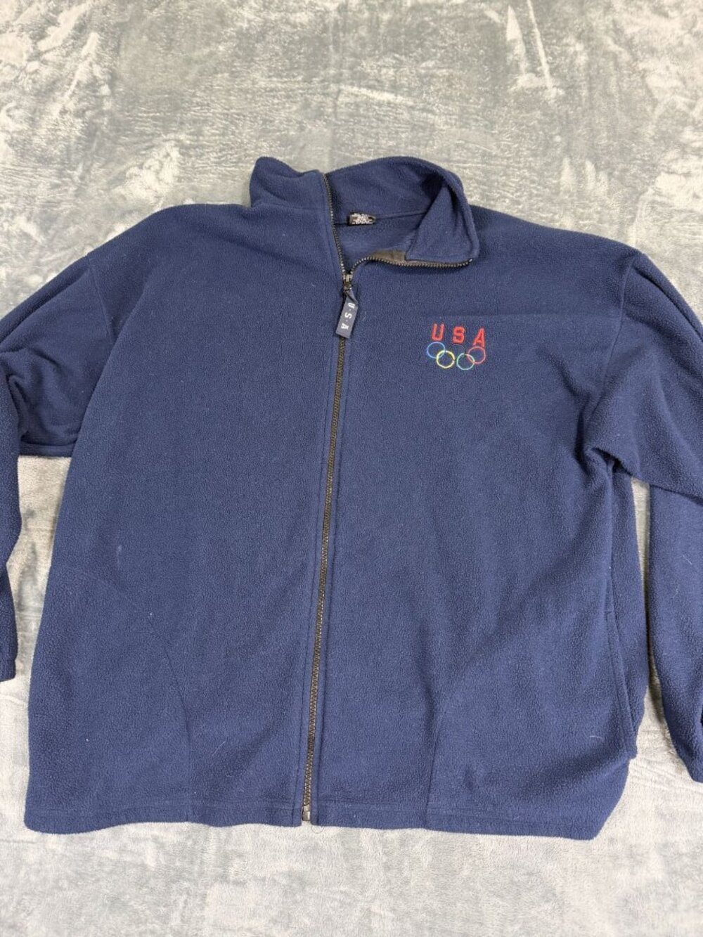 USA Olympics Mens Navy Full-Zip Fleece Jacket XXL Made In USA